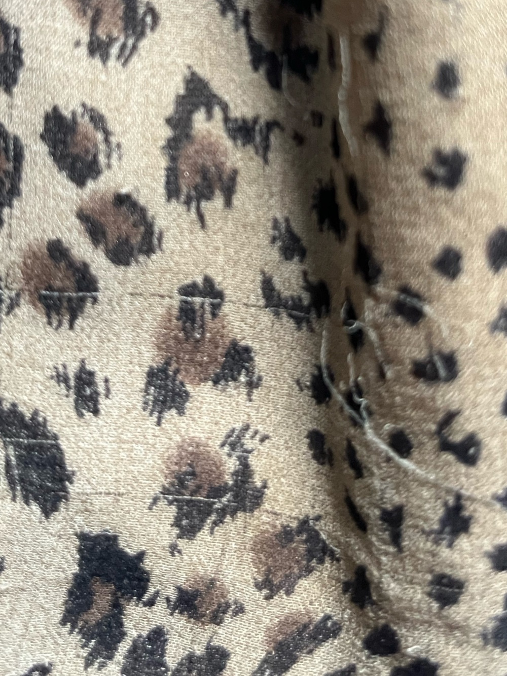 Allison Joy Leopard Print Brown Ruffle V Neck 100% Silk Size 3X Animal Lined Fun - Picture 8 of 10